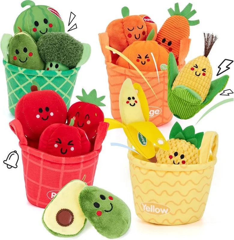 Soft Fruit & Vegetable Sensory Toy Set with Crinkle and Rattle