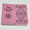 A pink box containing a 78-card deck of Pink Learning Tarot cards with intricate designs.