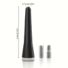 Black compact universal car radio antenna with adapter screws shown against a white background.