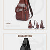 Men's Genuine Leather Sling Backpack with USB Charging Port