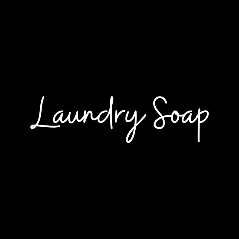 Black text displaying the words Laundry Soap on a black background.