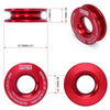 Red recovery ring and synthetic winch rope set with protective sleeve for strength and rope synthetic
