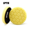 Yellow hexagonal foam buffing pads for rotary and dual-action polishers