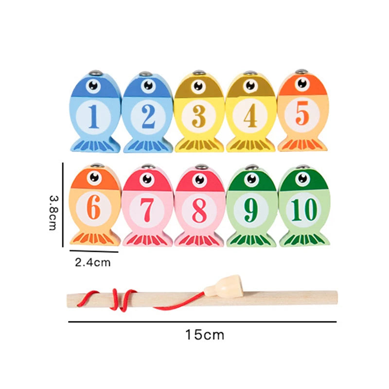 Wooden Alphabet and Number Fishing Game for Kids