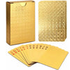 A deck of luxury gold foil playing cards with a matte finish and a gold box.