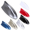 A collection of five universal car shark fin antenna covers in various colors including silver, gray, red, black, and blue.