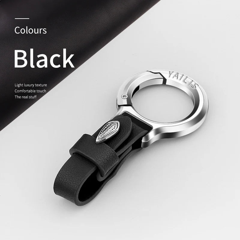 Premium Leather Keychain with Carabiner Clip
