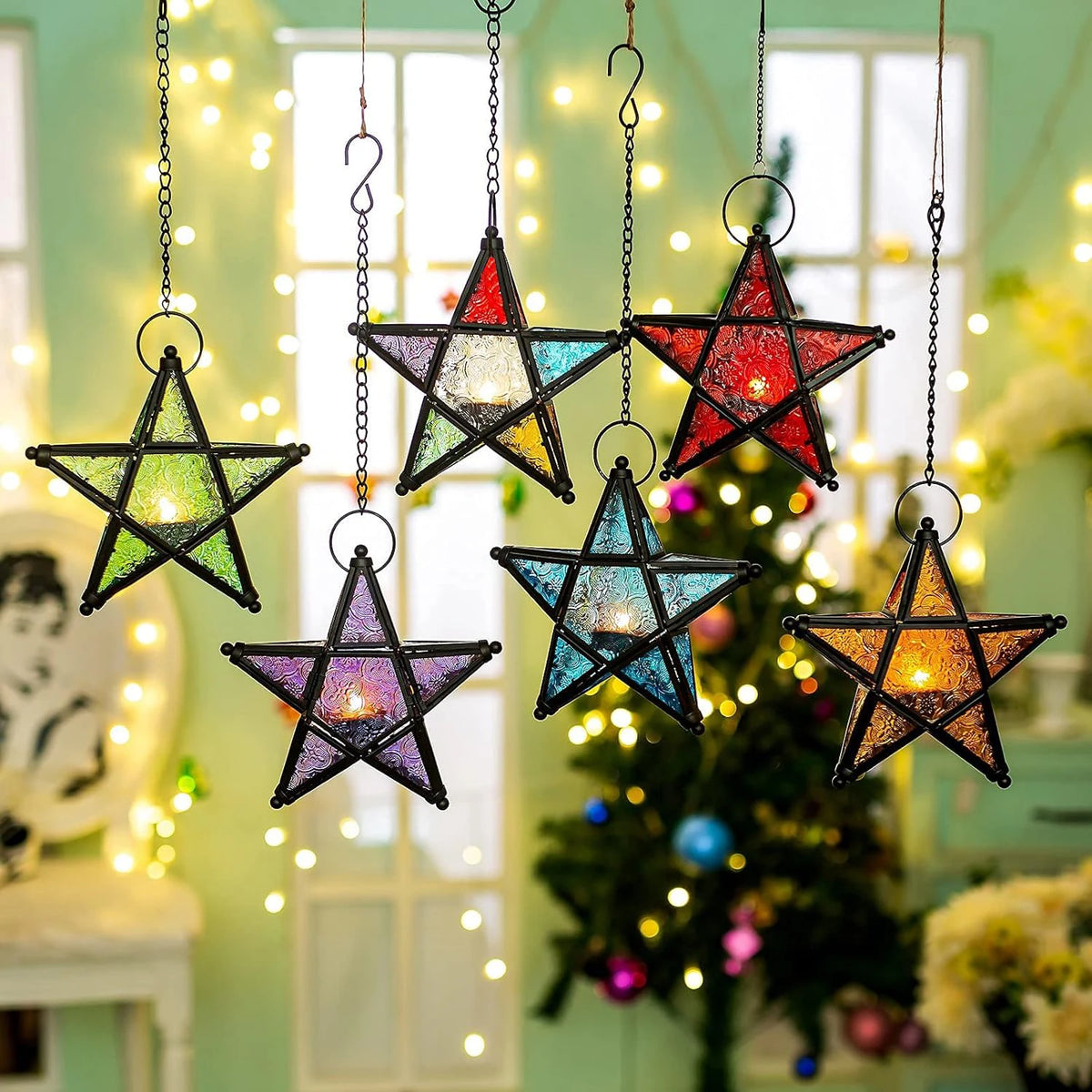 Forged Iron Star Hanging Candlestick