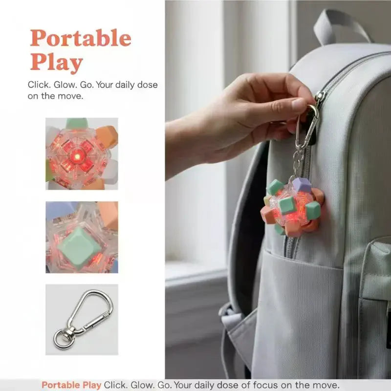 LED Fidget Keychain with 12 Click Buttons