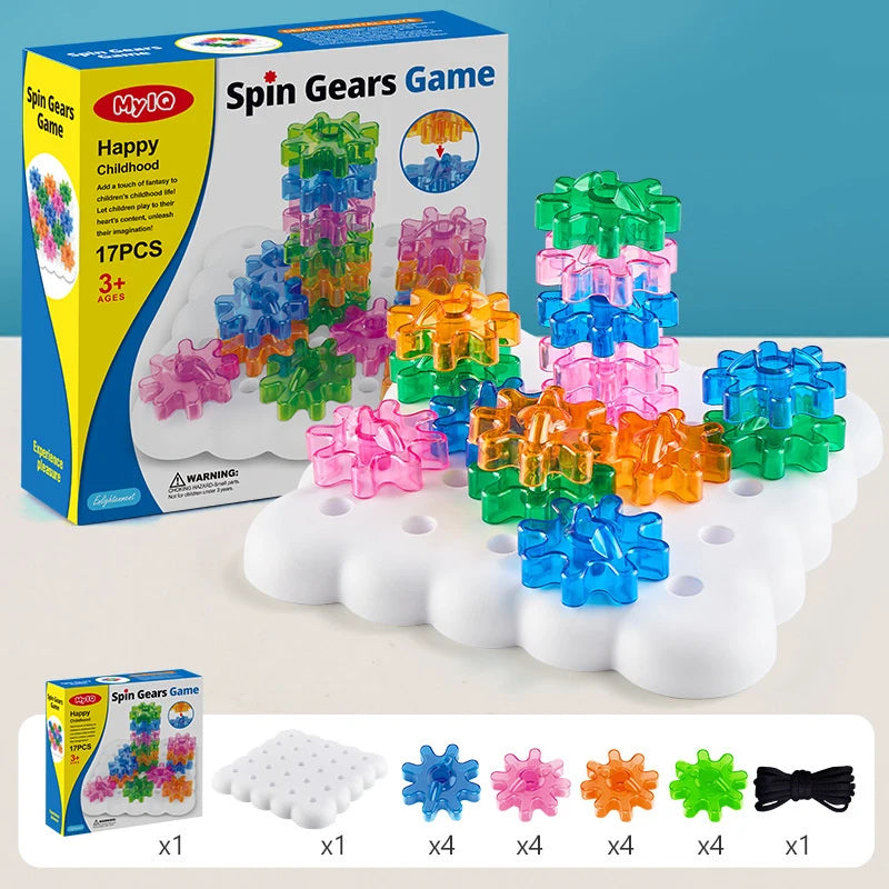 Montessori Wooden Gears Stacking & Threading Game for Kids