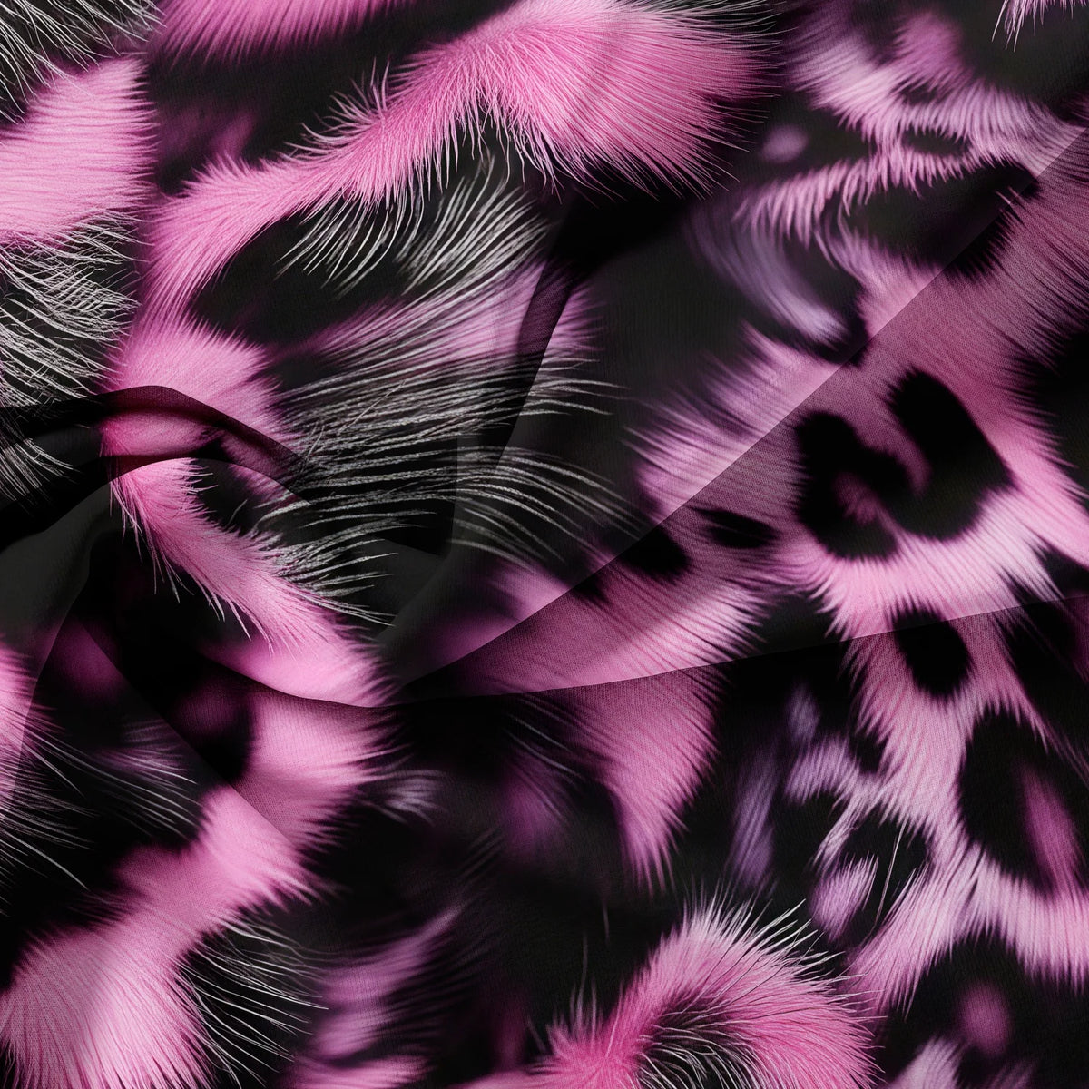 Abstract print duvet cover featuring a pink leopard pattern on a dark background.
