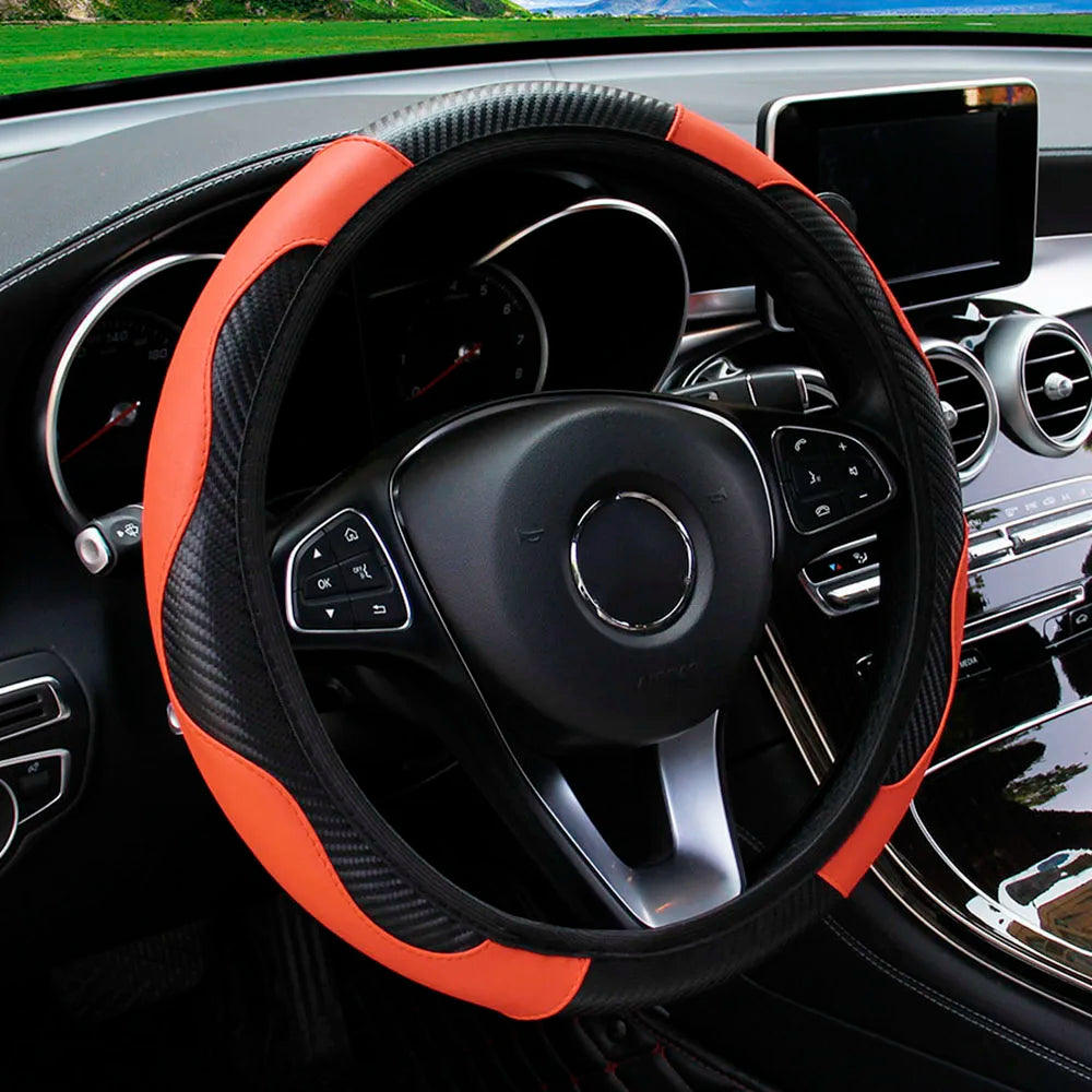 PU Carbon Fiber Steering Wheel Cover