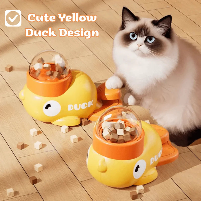 Yellow Duck Treat Dispenser Puzzle Toy for Cats and Dogs