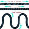 Diagram showing the expansion of a garden hose after water injection, demonstrating bending behavior.