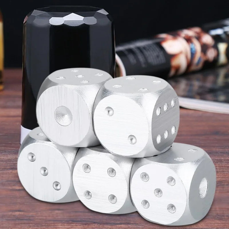 Precision Aluminum Alloy Dice Set – 5 Metal Dice with Storage Box