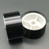 Black aluminum knob with knurling for 6mm shaft potentiometers and encoders