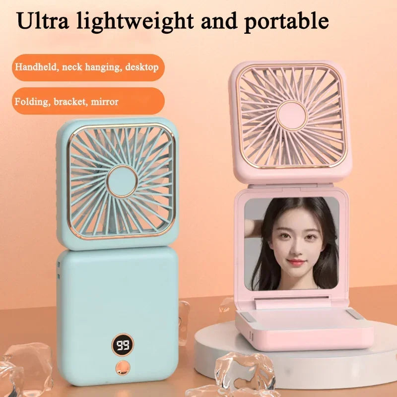 Portable Folding Neck Fan with Digital Display