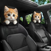Cute Orange Cat Print Car Headrest Pillow Covers (Pair)
