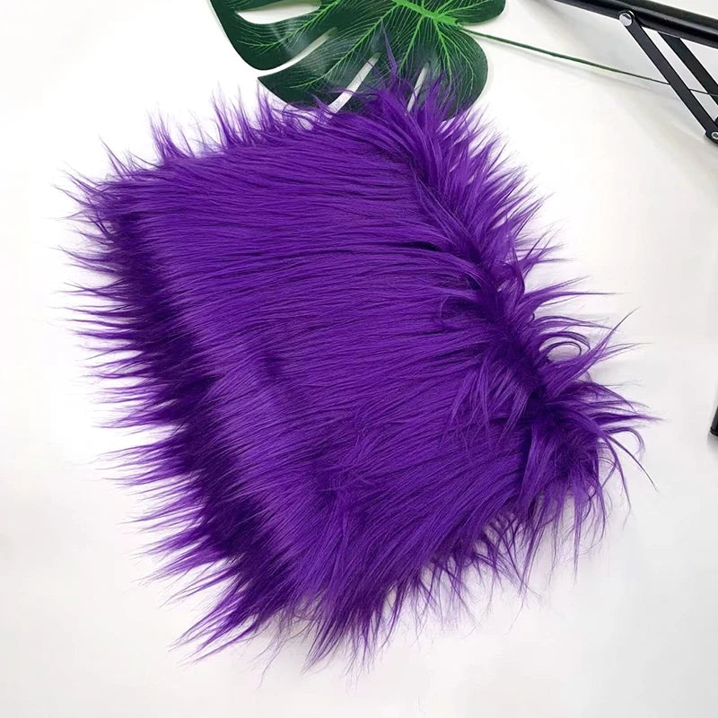 A vibrant purple faux fur fabric used for DIY sewing, doll hair, and cosplay.