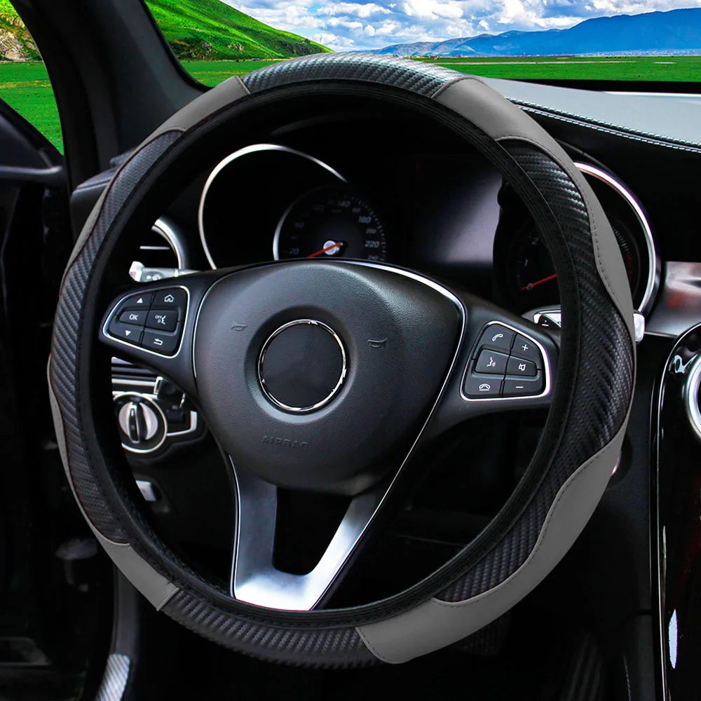 PU Carbon Fiber Steering Wheel Cover