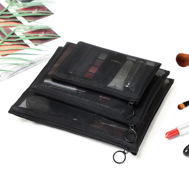 Breathable Mesh Makeup Bag Organizer - Multi-Purpose Travel Toiletry Pouch