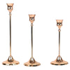 Vintage Set of 3 Metal Candle Holders with Matte Gold Finish