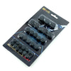 A black plastic package containing a set of 30 decorative bolt caps for motorcycle screws.
