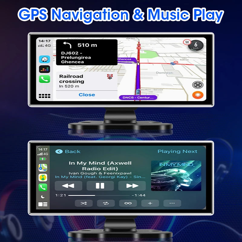 12-Inch Rearview Mirror Dash Cam with Wireless CarPlay & GPS