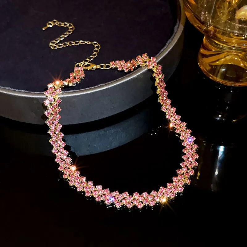Geometric Rhinestone Choker Necklace