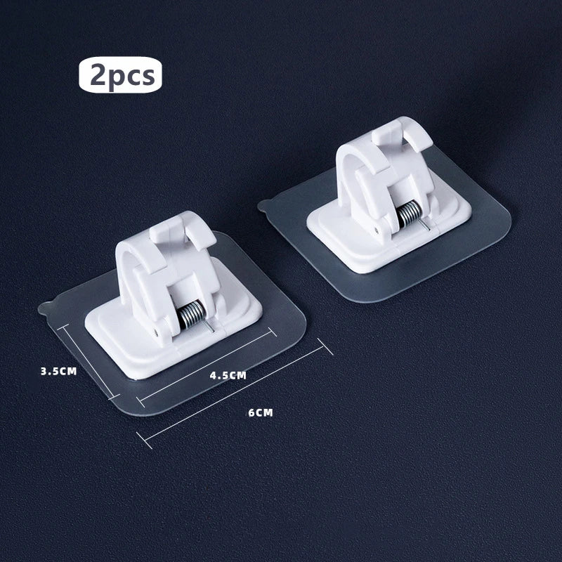 Self-Adhesive Curtain Rod Holders - No-Drilling Clamp Hooks