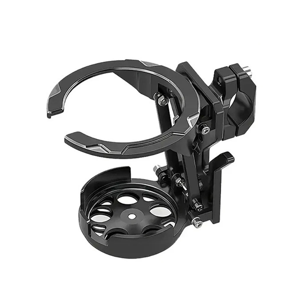 Black 360° foldable handlebar cup holder for bikes and scooters