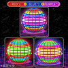 A colorful, spherical LED flying ball displaying red, blue, and purple light patterns.