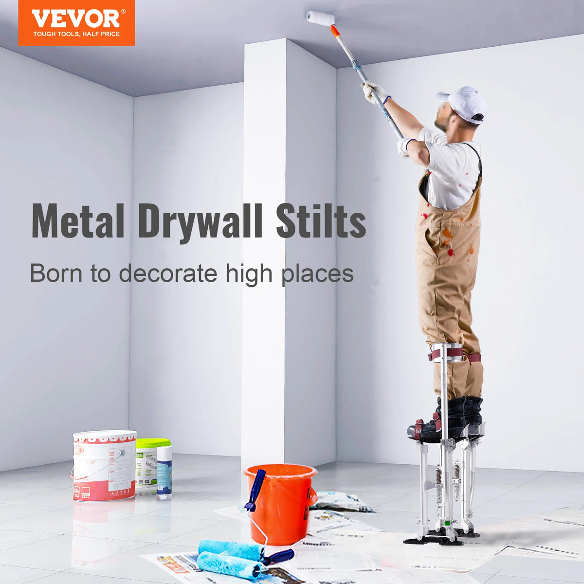 Adjustable Aluminum Drywall Stilts with Knee Pads