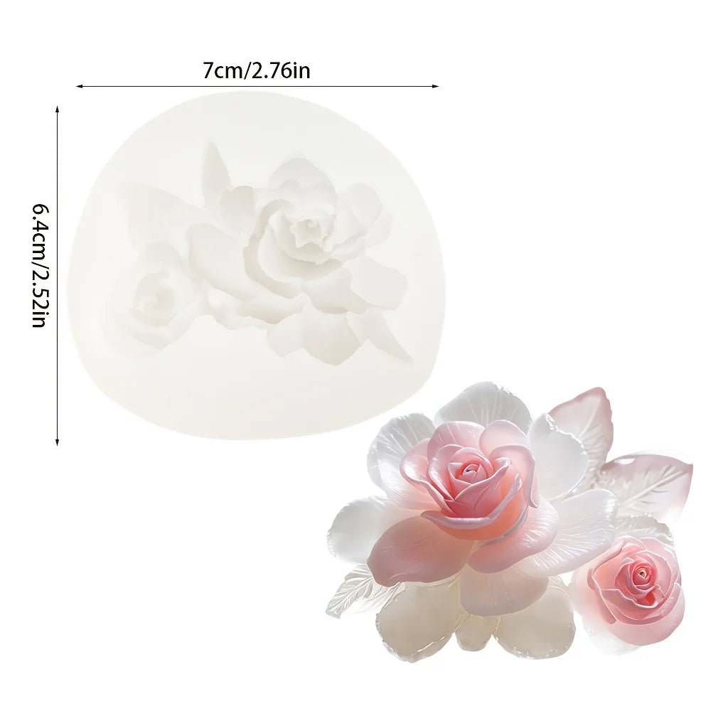 5-Piece Silicone Rose Mold Set for Polymer Clay, Soap & Candle Making