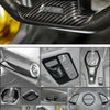 Carbon fiber interior trim kit for Chevrolet Camaro 2017+ showing various parts and installation examples.