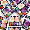 Natural Crystal Chakra Set with Amethyst, Agate, and Selenite