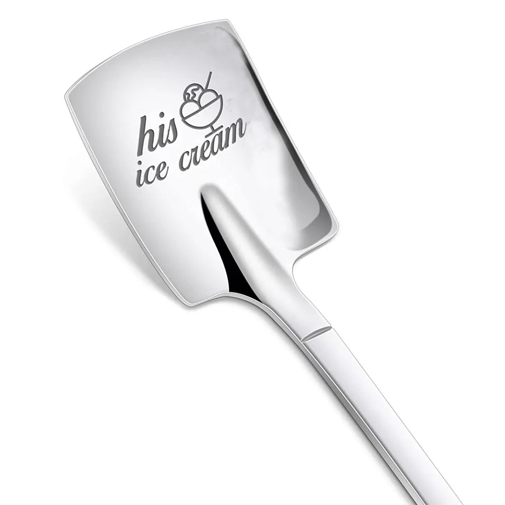 Cuillère à glace en acier inoxydable gravée - Cadeau