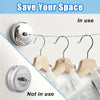 A retractable stainless steel wall-mounted clothesline shown in use and not in use.