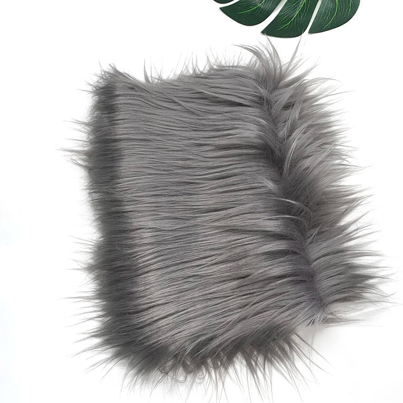 Gray soft faux fur fabric for DIY sewing, doll hair, and cosplay