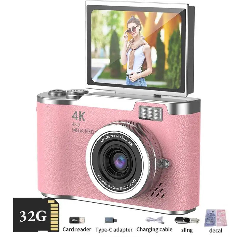 4K Digital Camera with 2.4-Inch Flip Screen and 48MP Sensor