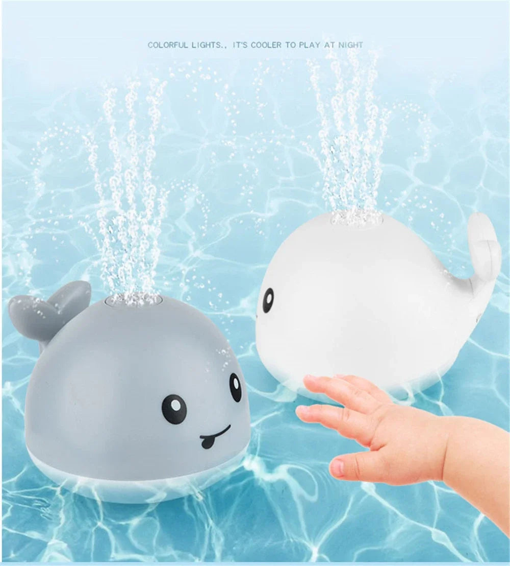 Whale Water Sprinkler Bath Toy with Glowing LED Lights