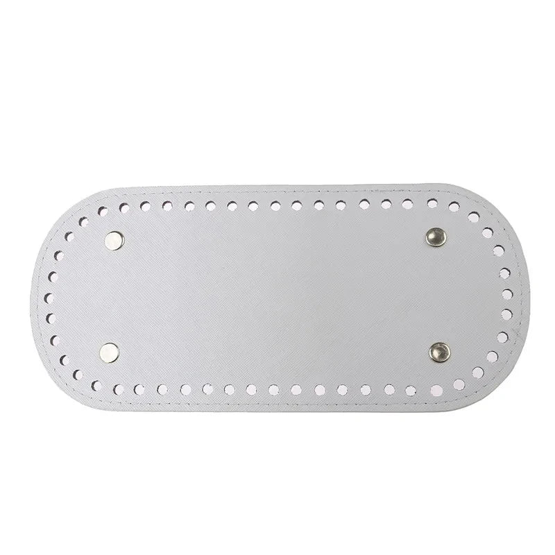 White PU leather bag base with pre-drilled holes for DIY knitting and crochet