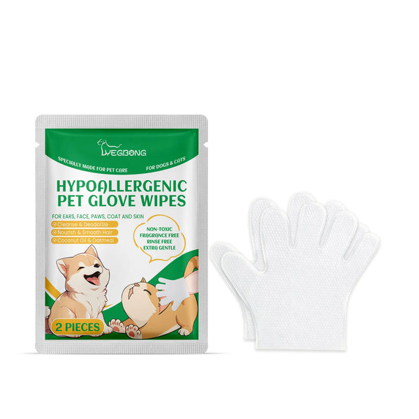 Disposable Pet Cleaning Gloves with Coconut Oil & Glycerin