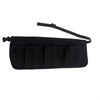 Black heavy-duty tool apron with a shoulder strap and twelve pockets for gardening and work.