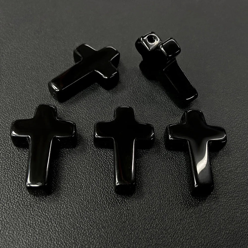 Natural Stone Cross Pendant Charm for Jewelry Making