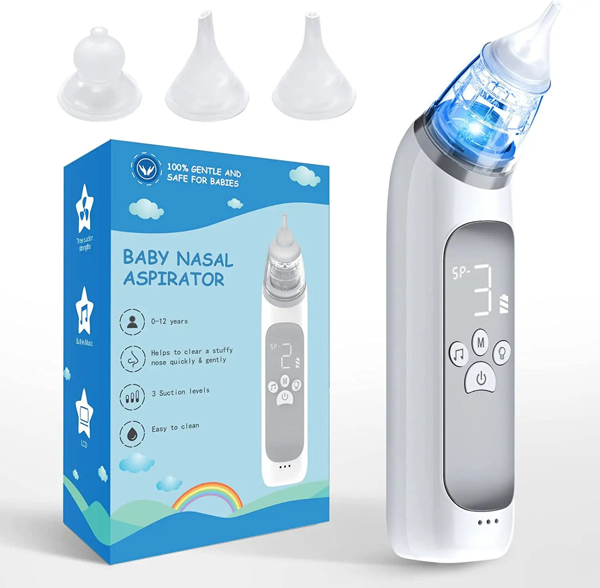 Baby Electric Nasal Aspirator with Soothing Music & Soft Silicone Tips