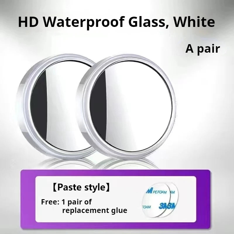 A pair of white HD waterproof glass mirrors for car rearview