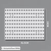 A white horizontal board pegboard organizer with numerous evenly spaced holes for hanging items.