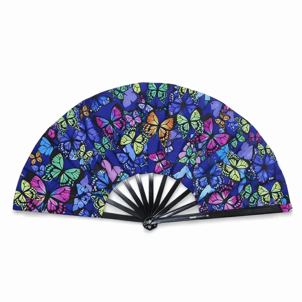 Holographic Folding Hand Fan with UV Glow Effect
