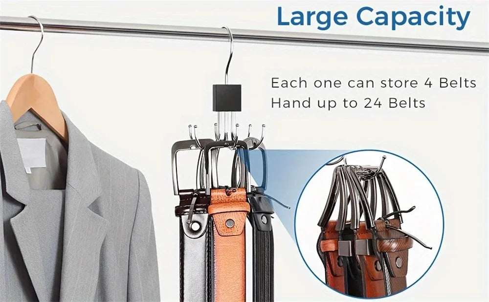 360° Rotating Multi-Hook Closet Organizer for Belts, Scarves, and Ties